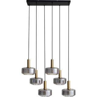 Glas hængelampe Hildur Lindby, dæmpbar, Aluminium/grå/zink, Stue/spisestue, Glas