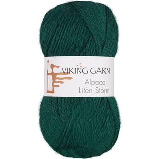 Viking Alpaca Liten Storm 734 Jade Indhold: 40 % alpaca superfine, 40% merino uld, 20 % nylon fiber Vægt/længde: 50 g. = ca. 175 meter Anbefalede pinde: 3 mm Strikkefasthed: 10 x 10 cm = 25 m Vask: Uldvask ved 30 ℃.