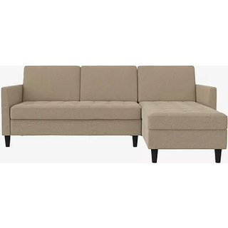 Sovesofa 3-sæder med chaiselong i linned Cappuchino