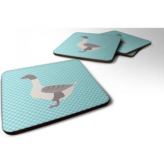 """" Caroline's Treasures Buff Gray Back Goose Blue Check Dekorative Coasters 3.5 Multicolor """"