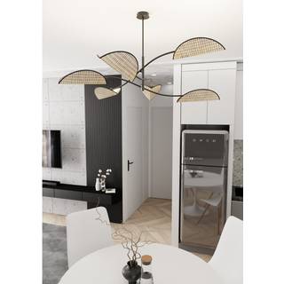 Lotus 6 Sort/Naturlig loftslampe - E14, 230V, uden lyskilde