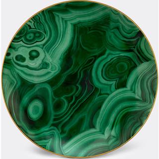 L'Objet Serving And Trays - 'Malachite' charger plate in Green, Gold Porcelain