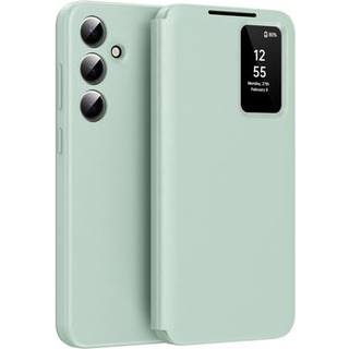 Samsung Galaxy S24 Smart Clear View Flip etui med kortplads - Lysegrøn