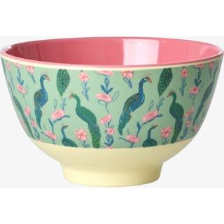 Peacock Power Skål, Green/Pink, Ø11 cm