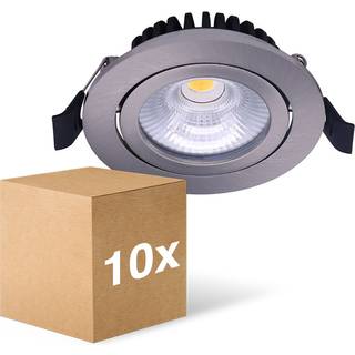 Fordelspakke 10x Noxion LED Vipbar Slim Spot Sølv Runde 6W 550lm 60D - 927 Ekstra Varm Hvid | 85mm - IP54 - Dæmpbar - Bedste Farvegengivelse