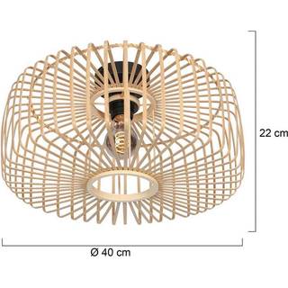 Loftlampe Bloeba, Ø 40 cm, træ, natur, E27