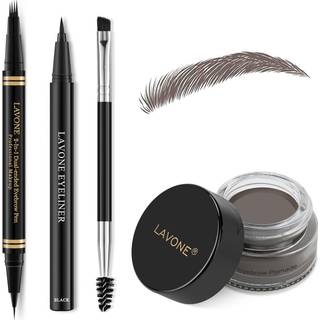 Øjenbrynspen makeup -sæt med 4 spids vandtæt mikrobladende øjenbrynblyant Eyeliner Eyebrow Pomade og dual -endet øjenbryn pensel Pencil Eyebrow K