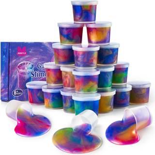 Ankyle 24 Pack Galaxy Slime Party Favours for Kids Slime Cup Bulk Prethery & Non-Sticky DIY Stress Relief Putty Toy Birthday Halloween Christmas