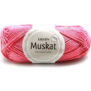 DROPS Muskat 29 Pink panther Indhold: 100% bomuld Garngruppe: B (20 - 22 masker) / 8 ply / DK / worsted Vægt/længde: 50 g = ca. 100 meter Anbefalede pinde: 4 mm Strikkefasthed: 10 x 10 cm = 21 m x 28 p Vask: Finvask 40º / Tørres fladt.