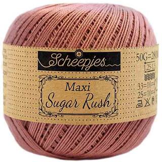 Scheepjes Maxi Sugar Rush 776 Antique Rose Indhold: 100% Bomuld Vægt/længde: 50 gram = ca. 280 meter Anbefalede pinde: 1.25 - 1.50 mm Strikkefasthed: 10 x 10 cm = 25m x 33p Maskinvask, 60°C / Tørres fladt.