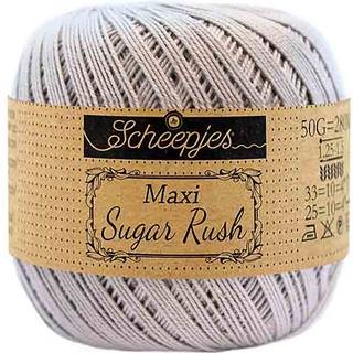 Scheepjes Maxi Sugar Rush 618 Silver Indhold: 100% Bomuld Vægt/længde: 50 gram = ca. 280 meter Anbefalede pinde: 1.25 - 1.50 mm Strikkefasthed: 10 x 10 cm = 25m x 33p Maskinvask, 60°C / Tørres fladt.