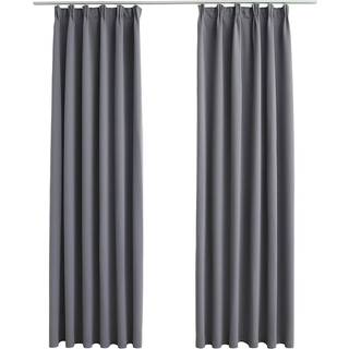 mørklægningsgardiner med kroge 2 stk. 140 x 245 cm grå