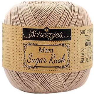 Scheepjes Maxi Sugar Rush 257 Antique Mauve Indhold: 100% Bomuld Vægt/længde: 50 gram = ca. 280 meter Anbefalede pinde: 1.25 - 1.50 mm Strikkefasthed: 10 x 10 cm = 25m x 33p Maskinvask, 60°C / Tørres fladt.