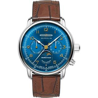 Zeppelin 9636-3 Herrenuhr 100 Jahre Mediterranée Mondphase Braun/Blau