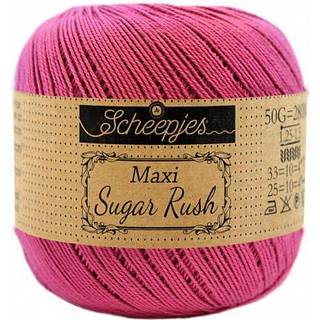 Scheepjes Maxi Sugar Rush 251 Garden Rose Indhold: 100% Bomuld Vægt/længde: 50 gram = ca. 280 meter Anbefalede pinde: 1.25 - 1.50 mm Strikkefasthed: 10 x 10 cm = 25m x 33p Maskinvask, 60°C / Tørres fladt.