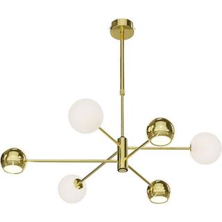 Glas hængelampe Moka Jupiter, dæmpbar, Messing/guld, Stue/spisestue, Metal, Moderne