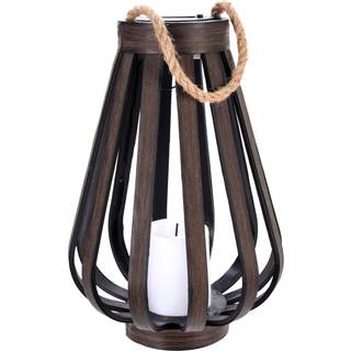 Lanterne med solcelle, LED lys, H34,5 cm, brun