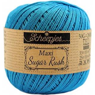 Scheepjes Maxi Sugar Rush 146 Vivid Blue Indhold: 100% Bomuld Vægt/længde: 50 gram = ca. 280 meter Anbefalede pinde: 1.25 - 1.50 mm Strikkefasthed: 10 x 10 cm = 25m x 33p Maskinvask, 60°C / Tørres fladt.