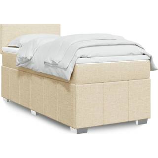 Kontinentalseng Med Madras Stof Farvet Creme - Med ensartet mønster / 90 x 200 cm