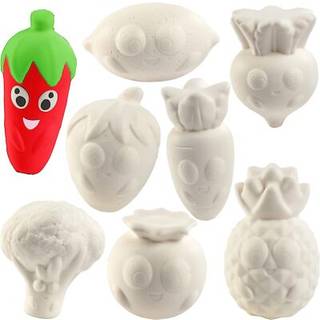 DIY Party Craft Kit Jumbo Fruit & Veggie Squishies (12 unika former) White Kawaii doftande långsamt stigande squishy leksaker målar stresslindrin