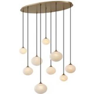 Art Deco Pendellampe Guld med Opalglas 9-Lys - Yani