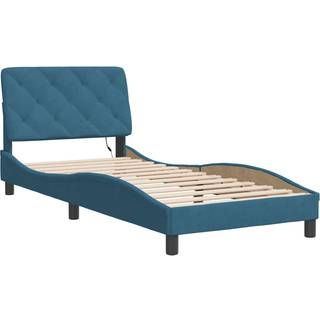 Sengeramme Med Led-Lys Velour - Blå / 90 x 200 cm