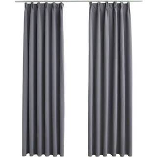 mørklægningsgardiner med kroge 2 stk. 140 x 175 cm grå