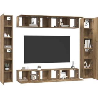 TV-møbelsæt Vægmonteret 10 pcs Artisan Egetræ Konstrueret træ
