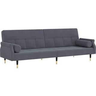 sovesofa med hynder velour mørkegrå