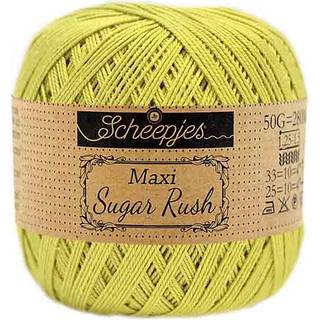 Scheepjes Maxi Sugar Rush 245 Green Yellow Indhold: 100% Bomuld Vægt/længde: 50 gram = ca. 280 meter Anbefalede pinde: 1.25 - 1.50 mm Strikkefasthed: 10 x 10 cm = 25m x 33p Maskinvask, 60°C / Tørres fladt.