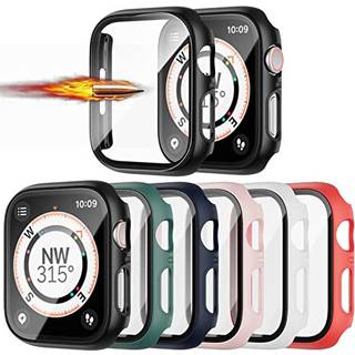 6 Pack Hard Case Kompatibel til Apple Watch Series 3 38mm med indbygget tempereret glassk?rmbeskyttelses JZK Tynd kofanger Fuld d?kning Bubble-Fr