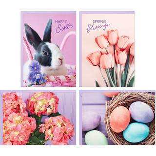 Hallmark Easter Card Pack (24 Notecards med konvolutter 4 design) Pink tulipaner Pastelæg påskelinen