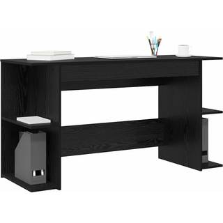 Bord med hylde Andet med opbevaring Sort eg 140 x 50 x 75 cm Konstrueret træ