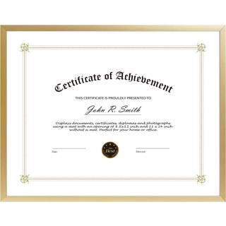 Golden State Art 8,5x11 aluminium certifikatramme Metal diplomerammer til 8,5 x 11 dokumenter gte glasfront med staffeli stand (guld 1 pakke)