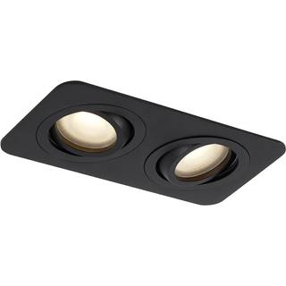 Afrundet indbygningsspot sort GU10 50mm drejelig og vipbar IP44 2-lys - Alberto