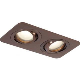 Afrundet indbygningsspotlight mørk bronze GU10 50mm drejelig og vipbar IP44 2-lys - Alberto