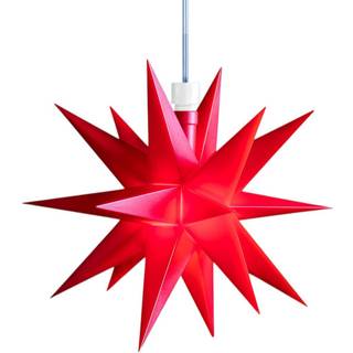 STERNTALER LED-stjerne, rød, 18 takker, Ø 16 cm, IP44 batteri LED-Stern, Rød, Plast