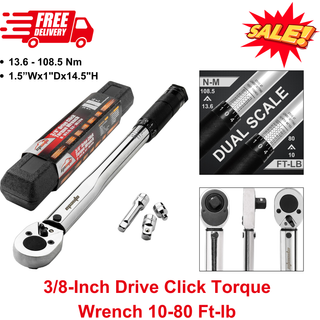 EPAUTO 3/8-tums enhet Klicka på momentnyckel 10-80 ft-lb. / 13,6-108,5 nm 1,5 """" WX1 DX14,5 h