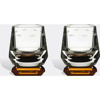 Reflections Copenhagen Glassware - 'Whimsy' whisky glass, set of two, amber and clear in MULTICOLOUR Fine hand cut crystal