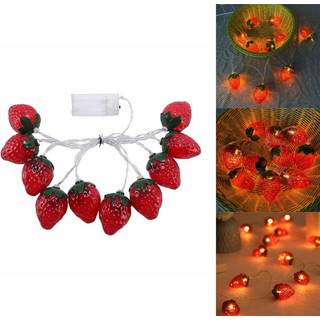 LED Lyskæde jordbærformet 1,5 m batteridrevet 10 lys til dekoration