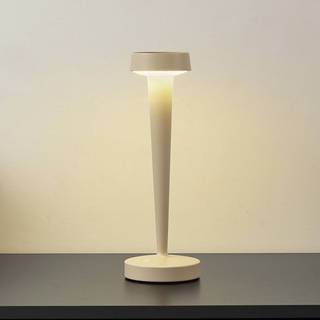 Lucande LED-batteridrevet lysestage Lea, vase, beige, 28 cm Lea Lucande, dæmpbar, Creme/amber, Stue/spisestue, Metal, Moderne