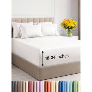 Extra djup kingplåtuppsättning - 6 styckes andningsbara och kylark - Hotell lyxiga sängkläder set w/18-24 tum extra djupa fickor - enkel passform