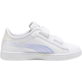 PUMA Smash 3.0 Holo 2.0 Sneakers Kids, Shoes, White/Mauve Mist/Silver, 33