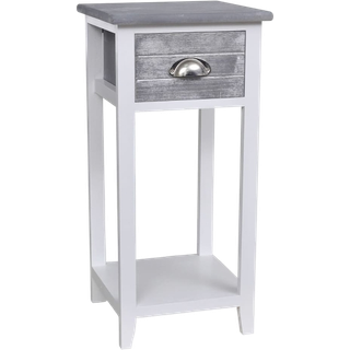 Sengebord Med 1 Skuffe Og Hvid - Grå