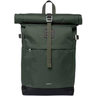 Sandqvist Icon Rolltop Backpack M - Dawn Green with Dark Brown Leather - One Size
