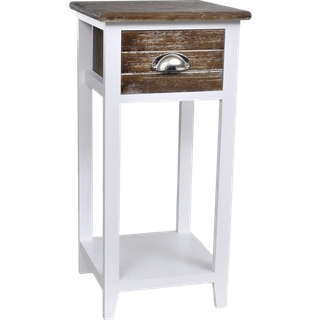 Sengebord Med 1 Skuffe Og Hvid - Brun