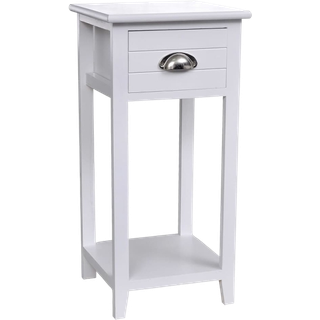 Sengebord Med 1 Skuffe Og Hvid - Hvid