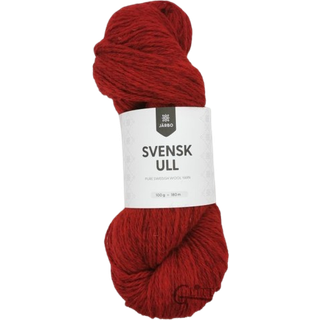 Järbo Svensk Ull 3tr 100g 59011 Falu Red Indhold: 100% svensk uld Vægt/længde: 100 g = ca. 180 meter Anbefalede pinde: 4.00 mm Strikkefasthed: 10 x 10 cm = 21 m x 26 p Håndvask / Tørres fladt.