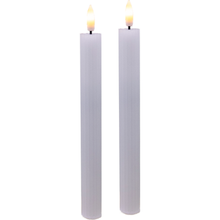 Veli Line Hvide riflede LED kronelys - 2 stk.