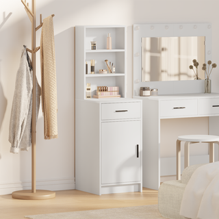 Highboard Med Skuffe Hvid 40 X 40,5 X 135 Cm Konstrueret Træ